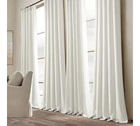 Lush Decor Panel de Cortina para Ventana, Mezcla de algodón y Lino Belga, Prelavado, 213 cm de Largo x 127 cm de Ancho, Color Blanco