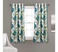Lush Decor Paneles de Cortinas para Ventana con Estampado de Cachemira Floral, 132,1 cm de Ancho x 114,3 cm de Largo, 1 par, Azul