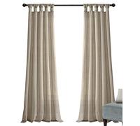 Lush Decor - Par de Cortinas de arpillera anudadas con pestaña Superior para Ventana, 84" x 45", Lino Oscuro