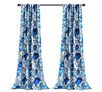 Lush Decor Par de Cortinas de jardín de Amapolas Azules de 213,4 x 132,1 cm, para oscurecimiento de habitación, para Sala de Estar, Comedor, Dormitorio, L