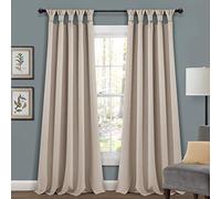 Lush Decor Par de Cortinas Opacas aislantes con Trabillas anudadas en la Parte Superior, 132 cm de Ancho x 241,3 cm de Largo, Color Trigo, Tradicionales y de Estilo rústico francés para el hogar