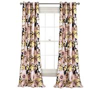 Lush Decor Par de Paneles de Cortinas de Ventana con Filtro de luz de Acuarela Floral, 84 x 52 Pulgadas, Azul Marino