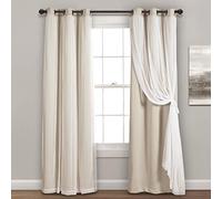 Lush Decor Par de Paneles de Cortinas Opacas con Aislamiento Transparente con Ojales, poliéster, Trigo, 38 Pulgadas de Ancho x 95 Pulgadas de Largo