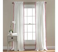 Lush Decor Pom Panel de Cortina con Pompones, 84 x 50 Pulgadas, Color Rosa, Tela, W 50" x L 84" (1 Panels)