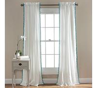 Lush Decor Pom Pom Window Curtain Panel, 84 x 50, Aqua