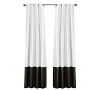 Lush Decor Prima 16T004286 - Juego de Cortinas de Ventana para Sala de Estar, Comedor, Dormitorio (par), 54 x 95 Pulgadas, Negro/Blanco