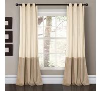 Lush Decor Prima Velvet Juego de Cortinas de Color para oscurecer la habitación, para Sala de Estar, Comedor, Dormitorio (par), Tela, Marfil y Gris Pardo, 38" W x 84" L