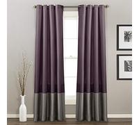 Lush Decor Prima Window Curtain Panel Pair, 84 Inch x 54 Inch, Gray/Purple, Set of 2