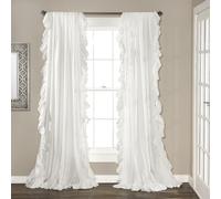 Lush Decor Reyna - Juego de Cortinas con Volantes para Ventana, par, 54 Pulgadas de Ancho x 108 Pulgadas de Largo, Color Blanco, Juego de Cortinas fluidas, Cortinas románticas con Volantes para