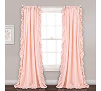 Lush Decor Reyna - Juego de Cortinas con Volantes para Ventana, par, 54 Pulgadas de Ancho x 84 Pulgadas de Largo, Color Rosa Rubor, Cortina fluida, Cortinas románticas con Volantes para Dormitorio,