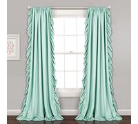 Lush Decor Reyna - Juego de Cortinas con Volantes para Ventana, par, 54 Pulgadas de Ancho x 84 Pulgadas de Largo, Color Azul Claro, Cortinas fluidas, Cortinas románticas con Volantes para Dormitorio,
