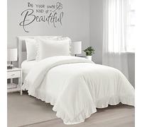 Lush Decor Reyna Ruffle - Juego de Funda de edredón 100% algodón, Juego de Cama Acogedor de 2 Piezas con Volantes, Elegancia y Comodidad atemporales para Adolescentes o Dormitorio, Individual XL