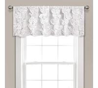 Lush Decor Riley - Cenefa para Ventana, diseño de Lazo Hecho a Mano, Elegante Panel Individual de filtrado de luz, 54 Pulgadas de Ancho x 18 Pulgadas de Largo, Color Blanco