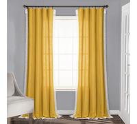 Lush Decor Rosalie Cortinas de Ventana de Estilo rústico, Juego de Paneles para salón, Comedor, Dormitorio (par) 213 x 137 cm, Amarillo, 213 x 137 cm