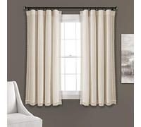 Lush Decor Rosalie Cortinas de Ventana de Estilo rústico para salón, Comedor, Dormitorio (par), 160 x 137 cm Marfil, 63 x 54 Pulgadas