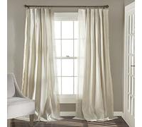 Lush Decor Rosalie Window Curtains Farmhouse, Rustic Style Panel Set for Living, Dining Room, Bedroom (Pair), Marfil, 95" x 54" Panel Pair
