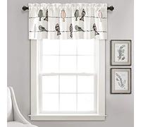 Lush Decor Rowley Birds Cenefa de Cortina (Panel Individual), 45,7 x 132,1 cm, Rubor y Gris, L, Rubor y Gris