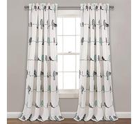 Lush Decor Rowley Birds Vorhänge, verdunkelndes Fensterpaneel-Set für Wohnzimmer, Esszimmer, Schlafzimmer (Paar), 132 x 240 cm, Azul y Gris