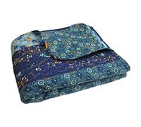 Lush Decor Royal Empire - Manta Reversible con diseño de Rayas Florales, 60 Pulgadas, Azul Pavo Real, algodón, 50 Pulgadas