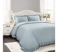 Lush Decor Ruffle Comforter Set Reyna-Juego de edredón de 3 Piezas con Volantes Lago con Funda de Almohada, tamaño King, Poliéster, Azul (Lake Blue), Matrimonio