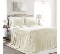 Lush Decor Ruffle Skirt Bedspread Colcha de Falda con Volantes, Poliéster, Crema, Plein, 3