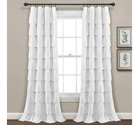 Lush Decor Ruffle Window Curtain Panel, 84 by 50-Inch, White