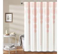 Lush Decor Stripe Medallion Shower Curtain-Fabric Bohemian Damask Print Design, x 72”, Blush Cortina de Ducha con medallón a Rayas, diseño de Mandala Bohemio Damasco, 183 x 183 cm, Color Azul