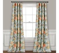 Lush Decor Sydney - Cortinas Florales para Sala de Estar, Comedor, Dormitorio (par), 108 cm de Largo x 52 cm de Ancho