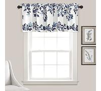 Lush Decor Tanisha - Cenefa de Cortina para oscurecer la habitación, 18 Pulgadas de Largo x 52 Pulgadas de Ancho, Azul Marino y Blanco