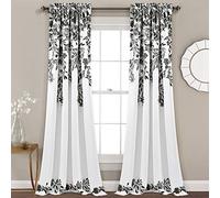 Lush Decor Tanisha Cortinas - Juego de Paneles de Ventana con Filtro de luz, par - Estampado Floral de Vid, Hermosa, Moderna, Elegante decoración del hogar - 52 Pulgadas de Ancho x 95 Pulgadas de
