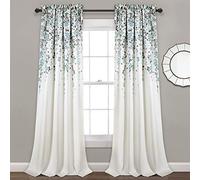Lush Decor Weeping Flowers-Juego de Cortinas para oscurecer la habitación (par), 95 x 52 Pulgadas, Azul y Gris, Poliéster, W 52" x L 95" (1 Panels)