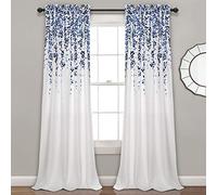 Lush Decor Weeping Flowers - Juego de Paneles de Cortinas de oscurecimiento para Ventana, Sala de Estar, Comedor, Dormitorio (par), 52 Pulgadas de Ancho x 95 Pulgadas de Largo, Azul Marino y Azul