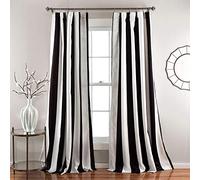 Lush Decor Wilbur C32978P15-000 - Juego de Cortinas de Ventana a Rayas, 84 Pulgadas de Largo, Color Negro, C32978P15-000