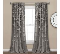 Lush Decor Window Curtain Single Riley Cortina para Ventana (Panel Individual), Poliéster, Gris, 54" W x 84" L (Pack of 1)