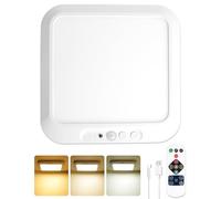 Lustaled Plafón LED con Sensor de Movimiento Recargable y Mando, Luz de Techo Magnética Sin Cables, 3 Temperaturas de Color y Regulable, Temporizador para Baño, Escaleras, Pasillo, Garaje y Armario