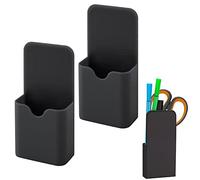 LUTER 2 Piezas Portalápices Magnéticos, Talla S - Magnético Soporte de Bolígrafos Organizador para Bolígrafos Suministros de Oficina en Casa para Frigorífico Pizarra Casillero (Negro)