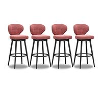 LUUYYI Moderno taburete giratorio de terciopelo blanco con respaldo bajo y patas de metal negro, altura de mostrador, silla de isla de cocina para desayuno en casa, juego de 1 (rosa, 4 piezas)