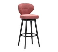 LUUYYI Moderno taburete giratorio de terciopelo blanco con respaldo bajo y patas de metal negro, altura de mostrador, silla de isla de cocina para desayuno en casa, juego de 1 (rosa, 1 unidad)
