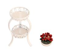 Luwecf Portamacetas Miniatura Expositor de Plantas Maceta Decorativa Mini Artificial Accesorio de Hierro y Pp Adecuado para Bricolaje en Casas de Muñecas y, Blanco