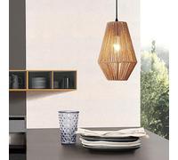 lux.pro Lámpara Colgante 1xE27 60W Lámpara de Techo Estilo Industrial Altura Regulable (0-140 cm) Metal Pantalla de Cuerda 160 x Ø 20 cm - Beige