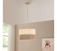 lux.pro Lámpara Colgante Barton Lámpara de Techo con Pantalla Doble Superpuesta E27 máx. 60 W Salón Oficina Despacho Metal 25xØ40 cm - Blanco/Efecto lino