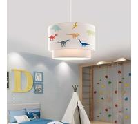 Lámpara colgante infantil lurgan 1xe27 motivo de dinosaurios coloridos 70xø30 cm - blanco [lux.pro]