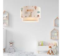 lux.pro Lámpara Colgante Infantil Lurgan Lámpara de Techo para Niños con Motivo de Jirafa para Dormitorio 1xE27 Pantalla Doble de Tela 70 x Ø 30 cm Blanco