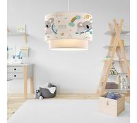 lux.pro Lámpara Colgante Infantil Lurgan Lámpara de Techo para Niños con Motivo de Koala para Dormitorio 1xE27 Pantalla Doble de Tela 70 x Ø 30 cm Blanco