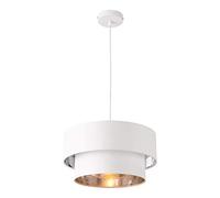 lux.pro Lámpara Colgante Lámpara de techo 149 cm con Cable E27 60W Luz Efectiva Iluminación interior 230V 50Hz Interruptor de pared Diámetro de pantalla 40 cm Blanco y Plata