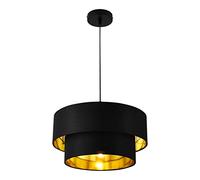 lux.pro Lámpara Colgante Lámpara de techo 149 cm con Cable E27 60W Luz Efectiva Iluminación interior 230V 50Hz Interruptor de pared Diámetro de pantalla 40 cm Negro y Dorado