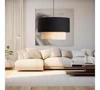 lux.pro Lámpara Colgante Lámpara de Techo Luminaria de Suspensión para Pasillo Restaurante 1xE27 20 W Plástico Tela 70 x Ø 30 cm Negro/Amarillo