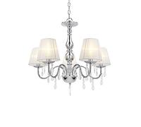 [lux.pro] lámpara de araña de cristal - blanca - e14 - lámpara de techo moderna - 5 brazos cromo