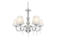 [lux.pro] lámpara de araña de cristal - blanca - e14 - lámpara de techo moderna - 5 brazos cromo