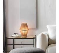 lux.pro Lámpara de Mesa Arundel Decorativa Lámpara para Mesita de Noche Iluminación Cálida Relajante 1x E27 60 W Metal Metal/Cuerda de Yute 25x16x16 cm - Natural/Efecto Madera